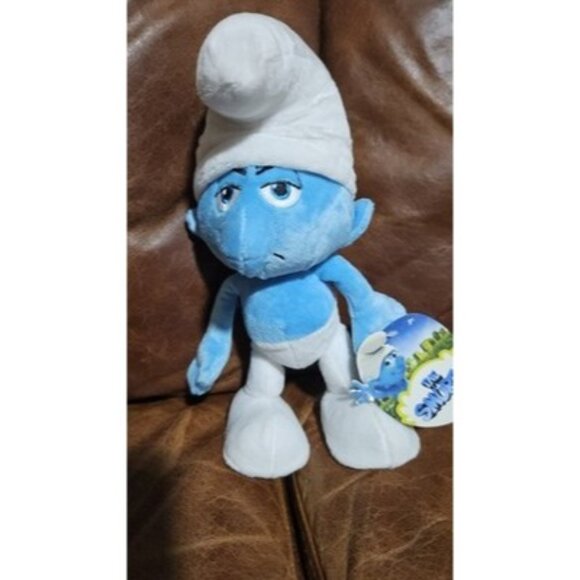 Peyo Other - Grouchy Smurfs Plush Doll 10" White Hat Big Feet Sewn Eyes Stuffed Toy 2011